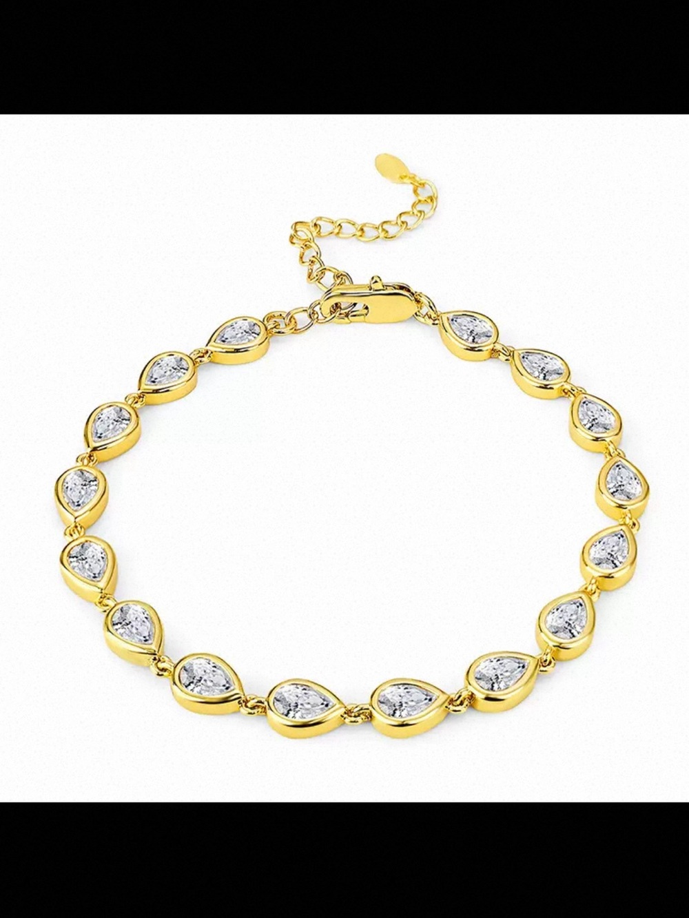 18K Yellow Gold Plated Tennis Bracelet Dainty Cubic Zirconia Chain Bracelet
